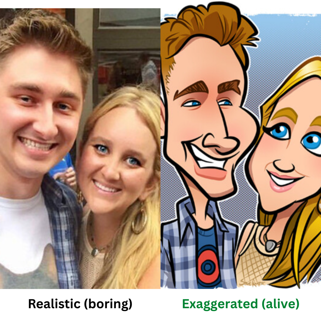 One of Steve's bold, exaggerated caricature examples showing his signature style