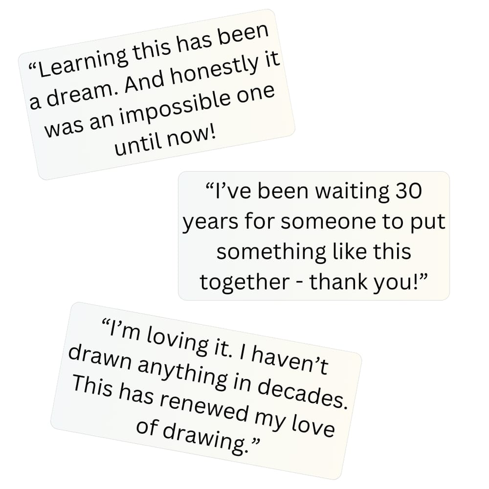 Collection of student feedback and finished caricature work