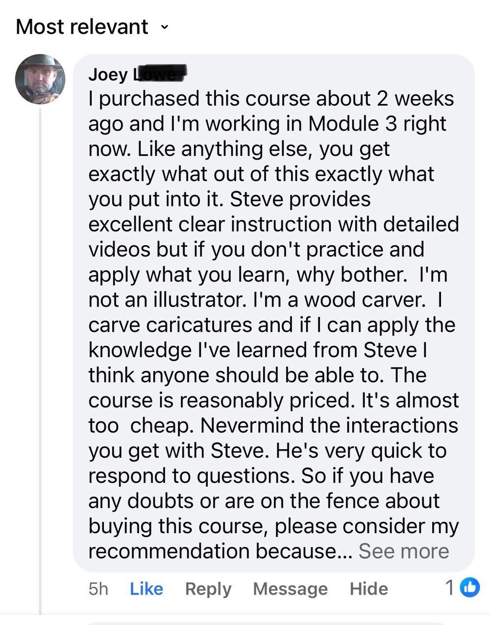 Another student's finished caricature with confident linework